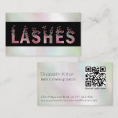 Carte De Visite Code Qr holographie papillons lashes typographie (Devant / Derrière)