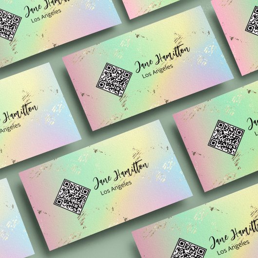 Carte De Visite Code QR Holographique Abstrait