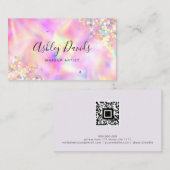 Carte De Visite Code QR Holographique de maquillage de Parties sci (Devant / Derrière)