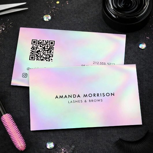 Carte De Visite Code QR Holographique Lash Tech