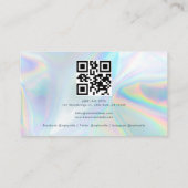 Carte De Visite Code QR holographique moderne de script (Dos)
