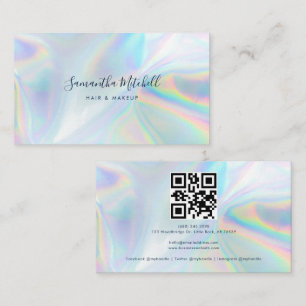 Carte De Visite Code QR holographique moderne de script