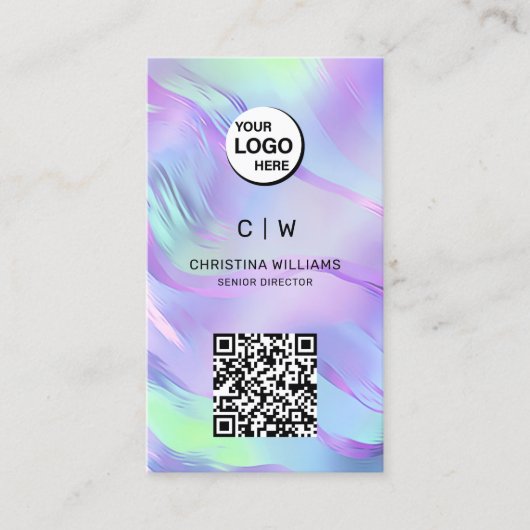 Carte De Visite Code QR Holographique Monogramme (Devant)