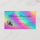 Carte De Visite Code QR Holographique Neon Rainbow Maquillage Arti (Dos)