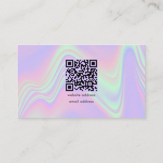 Carte De Visite Code QR Holographique Opal Modern Business Logo (Dos)