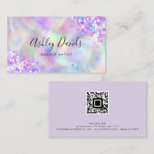 Carte De Visite Code QR Holographique Pailletté Luxe Maquilleur (Devant / Derrière)