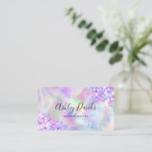 Carte De Visite Code QR Holographique Pailletté Luxe Maquilleur (Debout devant)