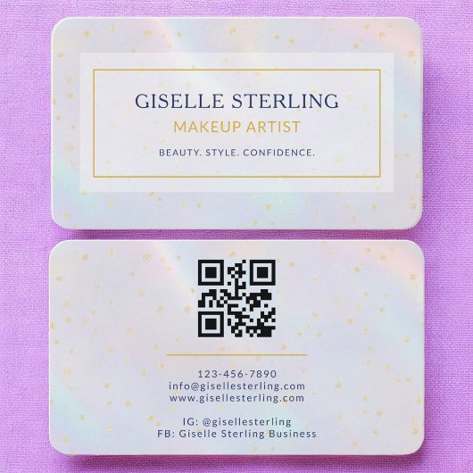 Carte De Visite Code QR holographique pour maquilleurs