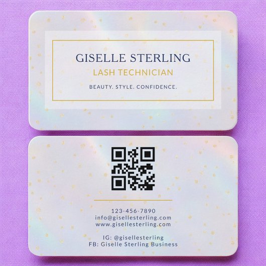 Carte De Visite Code QR holographique pour technicien de cils