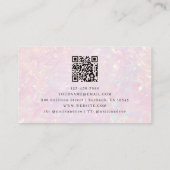 Carte De Visite Code QR holographique rose Luxe (Dos)