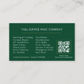 Carte De Visite Code QR HVAC Vert Moderne Or (Dos)