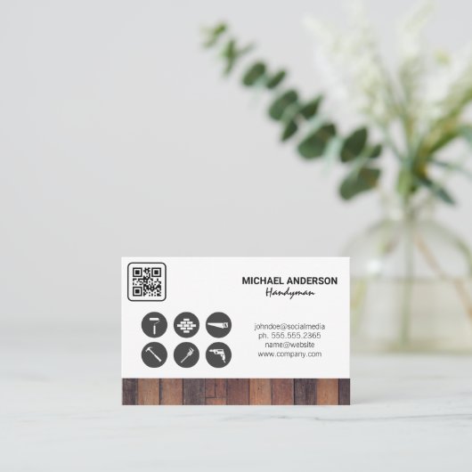Carte De Visite Code Qr | Icônes de menuiserie (Debout devant)