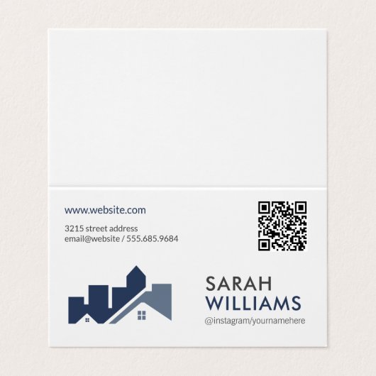 Carte De Visite Code QR | Immobilier (Extérieur déplié)