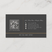 Carte De Visite Code QR immobilier élégant luxe noir or (Dos)