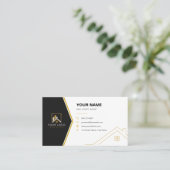 Carte De Visite Code QR Immobilier Moderne Or Noir Luxe (Debout devant)