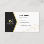Carte De Visite Code QR Immobilier Moderne Or Noir Luxe (Devant)