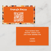 Carte de visite code QR impression animale orange (Devant / Derrière)