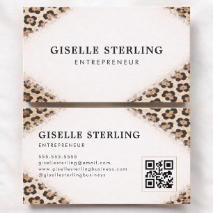 Carte De Visite Code QR Impression Guépard Léopard Entrepreneur