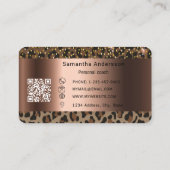 Carte De Visite Code QR impression léopard or luxe (Dos)