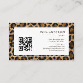 Carte De Visite Code QR Impression léopard peinture à l'huile tons (Dos)