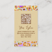 Carte De Visite Code QR Imprimé Léopard Doré Moderne Pastel Tendan (Dos)
