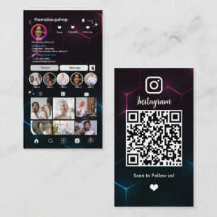Carte De Visite Code QR Influenceur Instagram Médias Sociaux