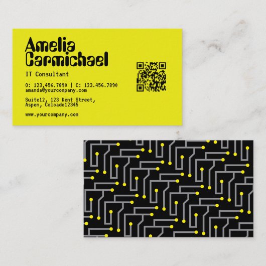 Carte De Visite Code QR informatique (Devant / Derrière)