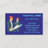 Carte De Visite Code QR Ingénieur de Construction Moderne Bleu Fon (Devant)