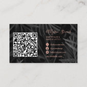 Carte De Visite Code QR initial de maquillage de cheveux tropicaux (Dos)