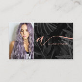 Carte De Visite Code QR initial de maquillage de cheveux tropicaux (Devant)