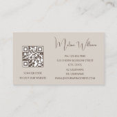 Carte De Visite Code QR | Initiales d'art Abstrait beige (Dos)