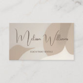 Carte De Visite Code QR | Initiales d'art Abstrait beige (Devant)