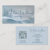 Carte De Visite Code QR Initiales de vague d'art Abstrait (Devant / Derrière)