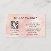 Carte De Visite Code QR | Initiales d'encre rose pâle (Dos)