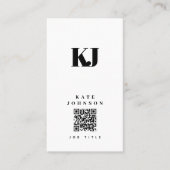Carte De Visite Code QR initiales monogramme solide moderne  (Devant)