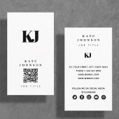 Carte De Visite Code QR initiales monogramme solide moderne