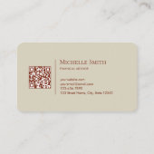 Carte De Visite Code QR Initiales Terracotta Beige Naturel Simple (Dos)