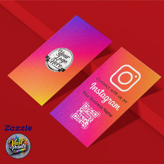 Carte De Visite Code QR Instagram à dégradé vibrant pour les média
