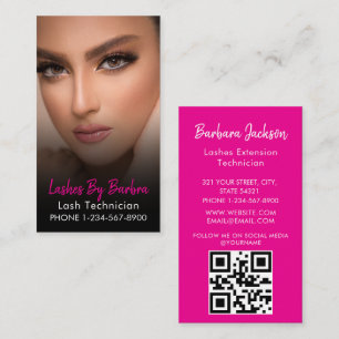 Carte De Visite Code QR Instagram Lash Tech Rose Et Noir