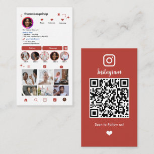 Carte De Visite Code QR Instagram Orange Brûlé Réseaux Sociaux