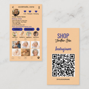 Carte De Visite Code QR Instagram pour Entreprises Grille de Pho