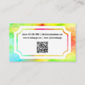 Carte De Visite Code QR Instructrice de Yoga Élégante Moderne Aqua (Dos)