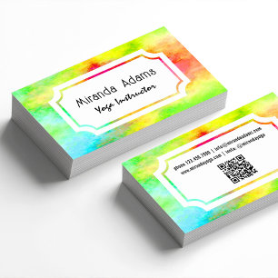 Carte De Visite Code QR Instructrice de Yoga Élégante Moderne Aqua