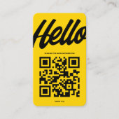CARTE DE VISITE CODE QR JAUNE DE L'HELLO MODERNE MONOGRAM LOGO (Devant)