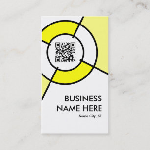 Carte De Visite code QR jaune et cible de logo