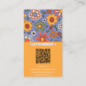 Carte De Visite Code QR jaune rétro Super Floral tendance (Dos)