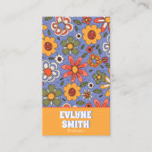 Carte De Visite Code QR jaune rétro Super Floral tendance (Devant)