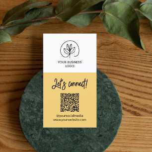 Carte De Visite Code QR jaune simple face pour se connecter