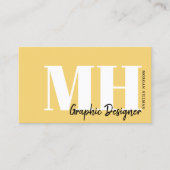 Carte De Visite Code QR jaune Simple Monogramme (Devant)