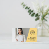 Carte De Visite Code QR Jaune Société Votre Logo (Debout devant)
